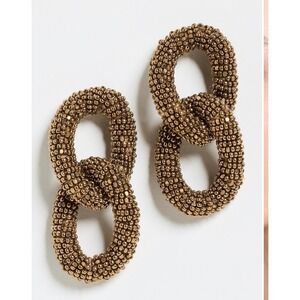 Deepa Gurnani Loulou Earrings Gold Metal New NWT post evening chain link